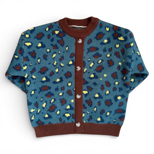 Graphic mock cardigan jumper with instinctive jacquard pattern by That’s Not Fair London