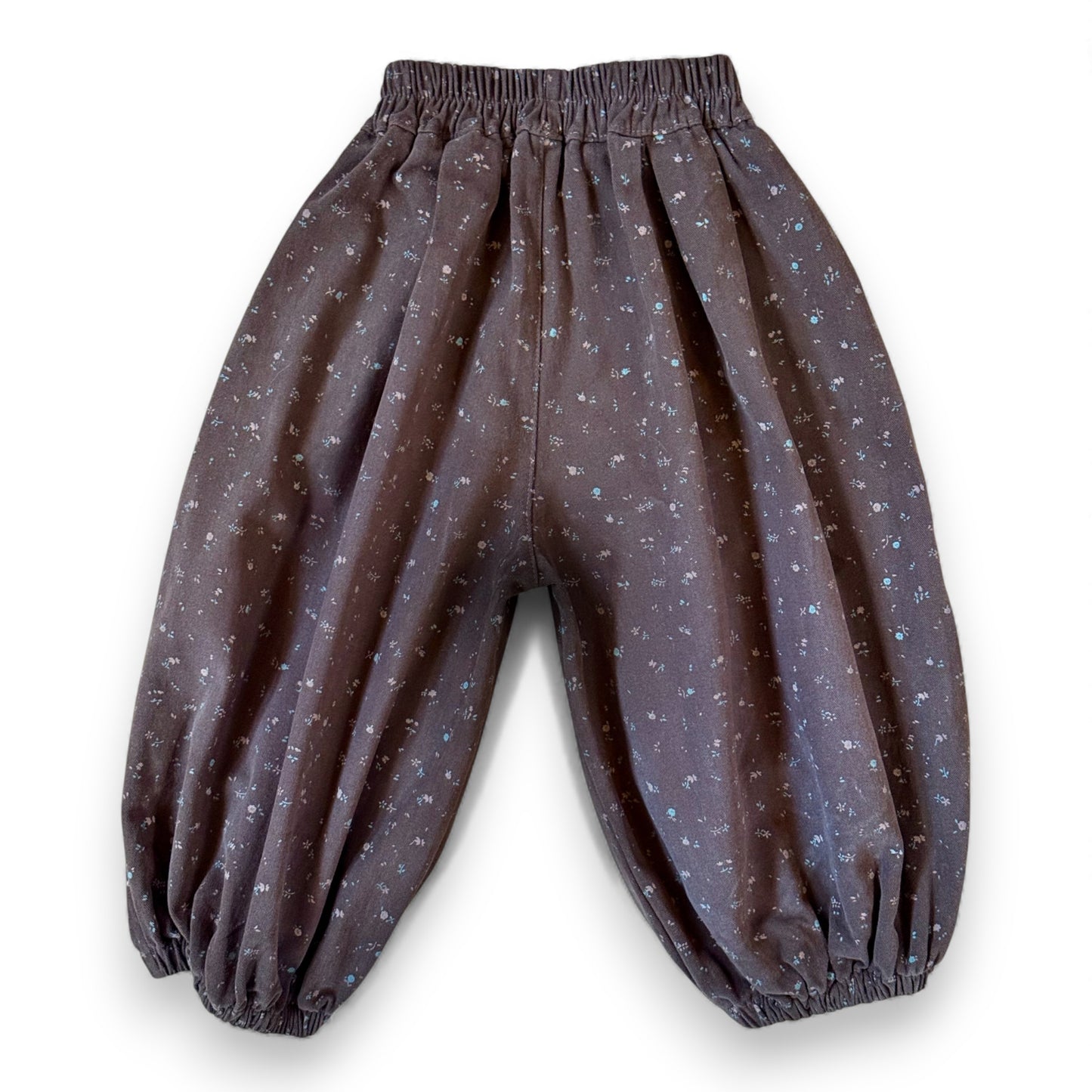 Brown children’s brushed cotton pataloons with balloon silhouette, elasticated cuffs and waistband by That’s Not Fair London