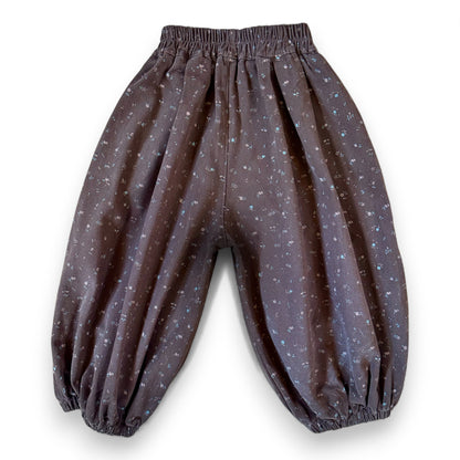 Brown children’s brushed cotton pataloons with balloon silhouette, elasticated cuffs and waistband by That’s Not Fair London