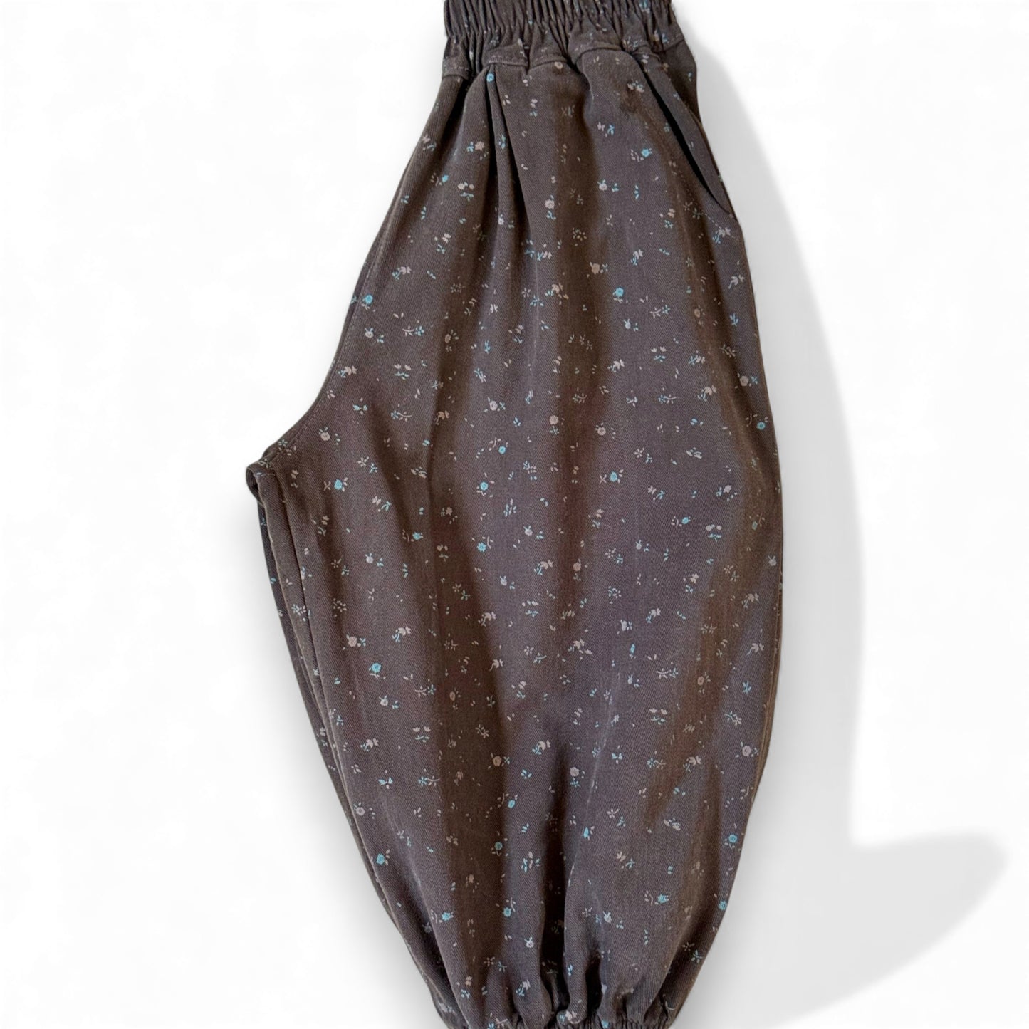 Brown children’s brushed cotton pataloons with balloon silhouette, elasticated cuffs and waistband by That’s Not Fair London