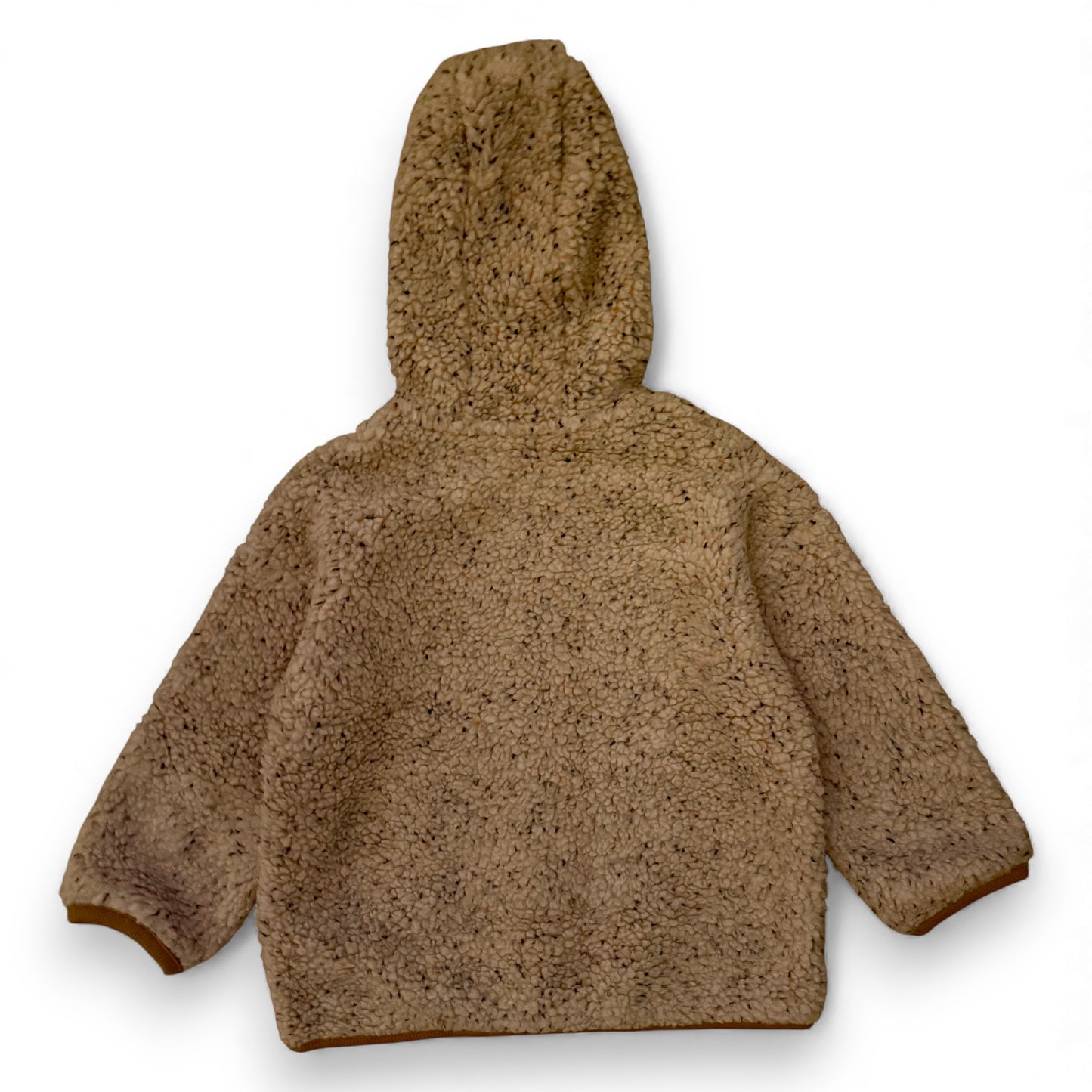 Back view of the Bernie zip hoodie by That’s Not Fair London, relaxed-fit children’s teddy hoodie with ribbed hem and cuffs.
