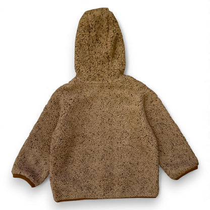 Back view of the Bernie zip hoodie by That’s Not Fair London, relaxed-fit children’s teddy hoodie with ribbed hem and cuffs.