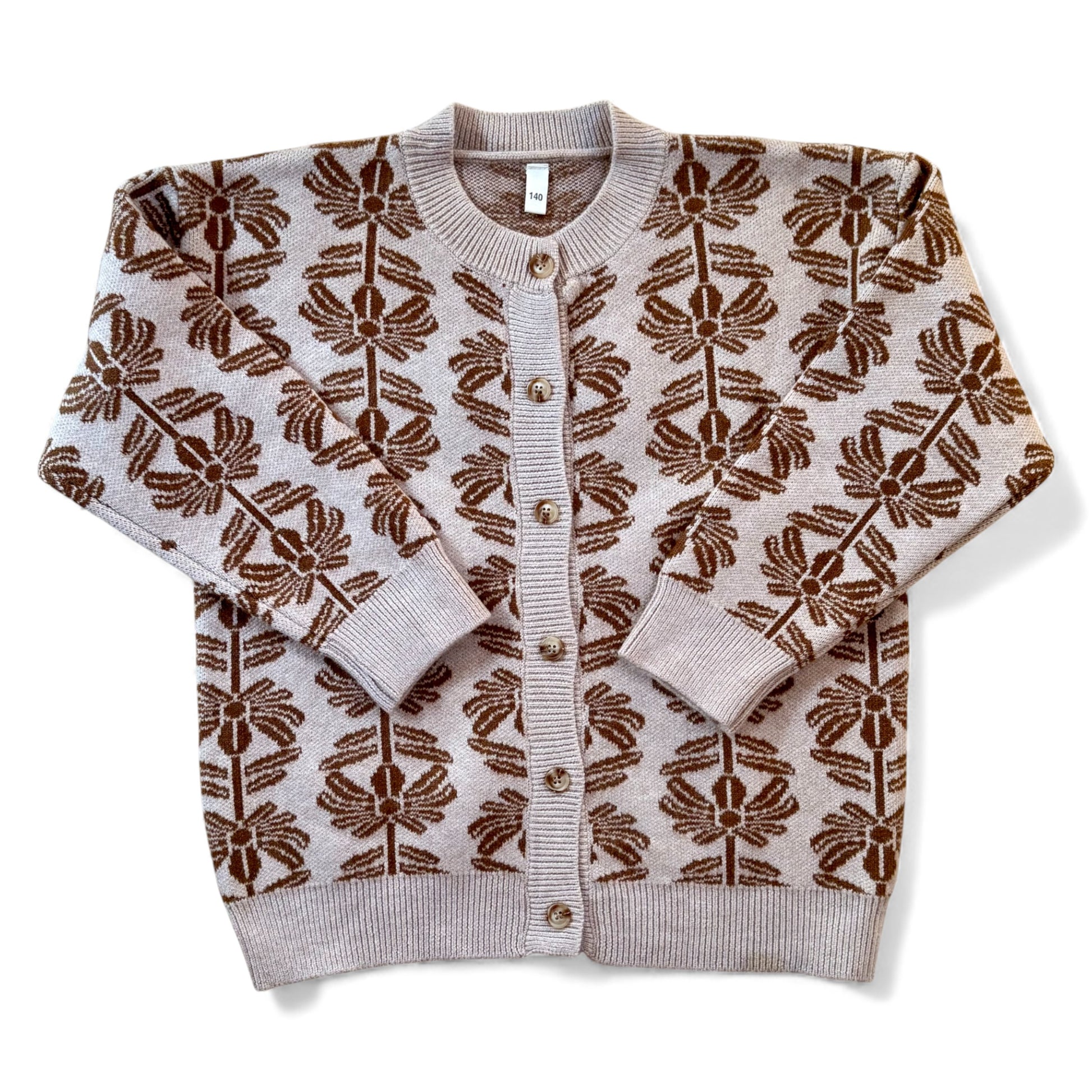 Bumper Cardigan detail showing ribbed neckline and buttons