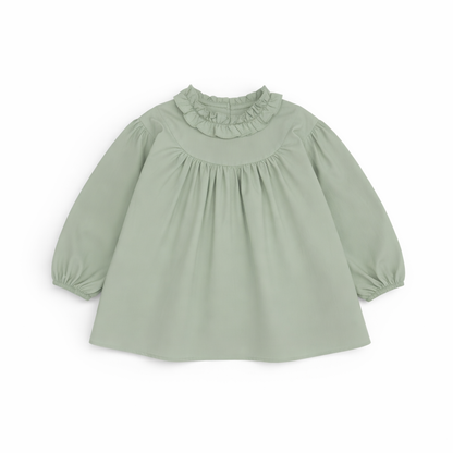 Riva Blouse with swing cut, frilled neckline and wide sleeves