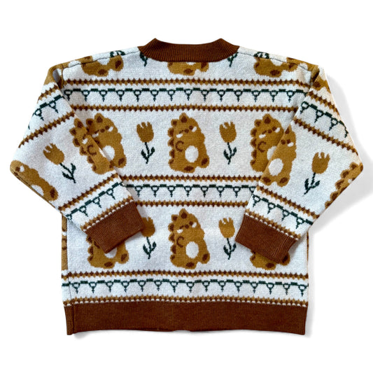 Deno Cardigan back view showing all-over pattern.