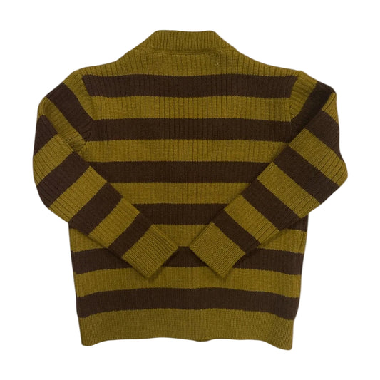 Children’s striped mock cardigan jumper with integrated turtle neck infill and drop shoulder fit by That’s Not Fair London
Back view