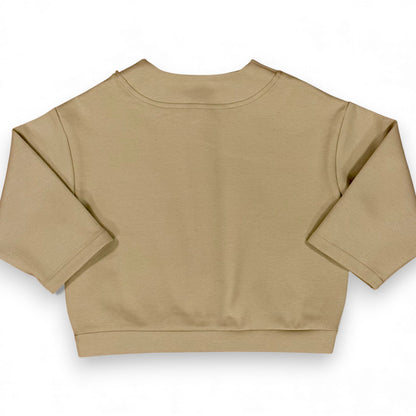 Folami Jacket in sand — back view with boxy silhouette and clean hem