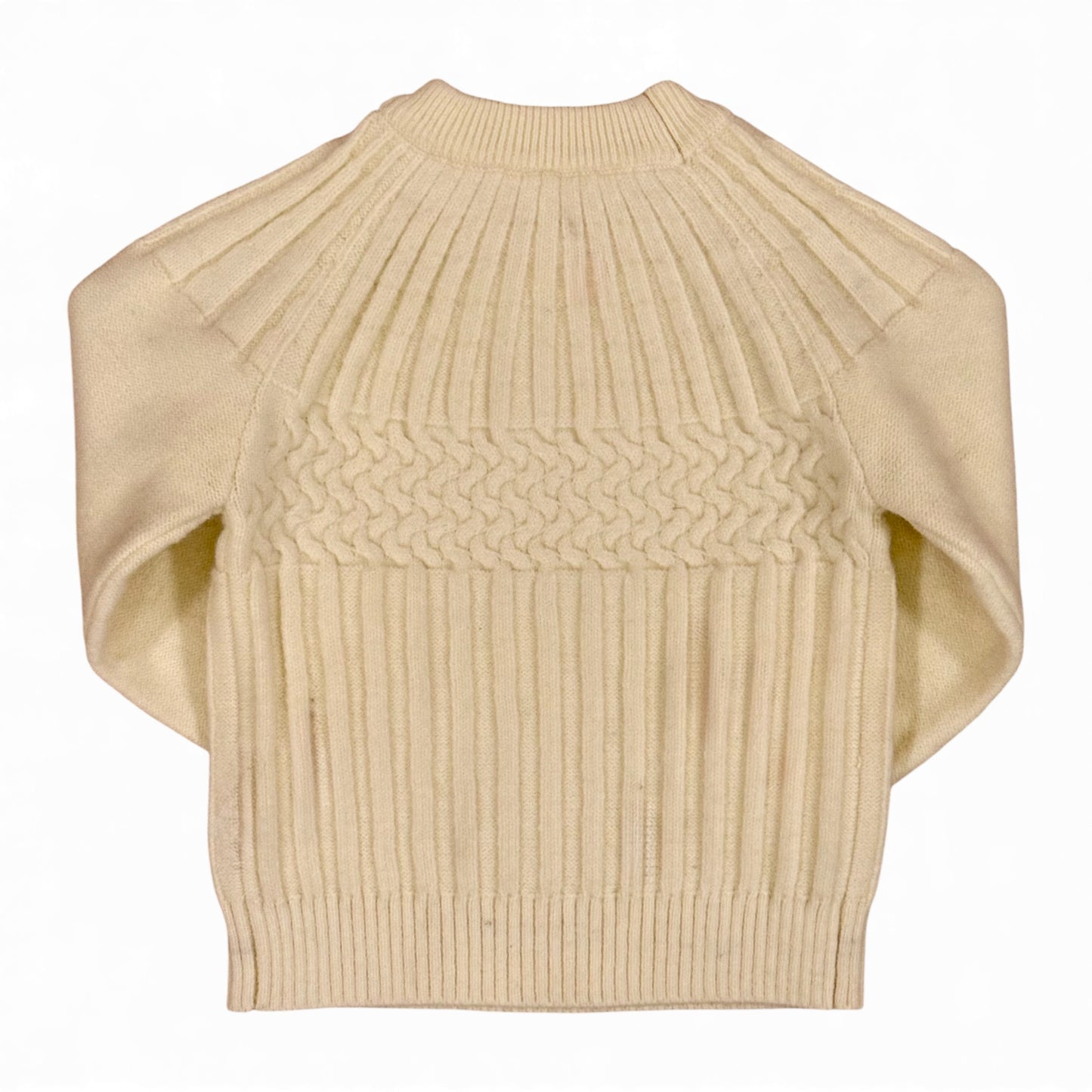 "Back view of the Mervin Jumper by That’s Not Fair London, cream textured knit."