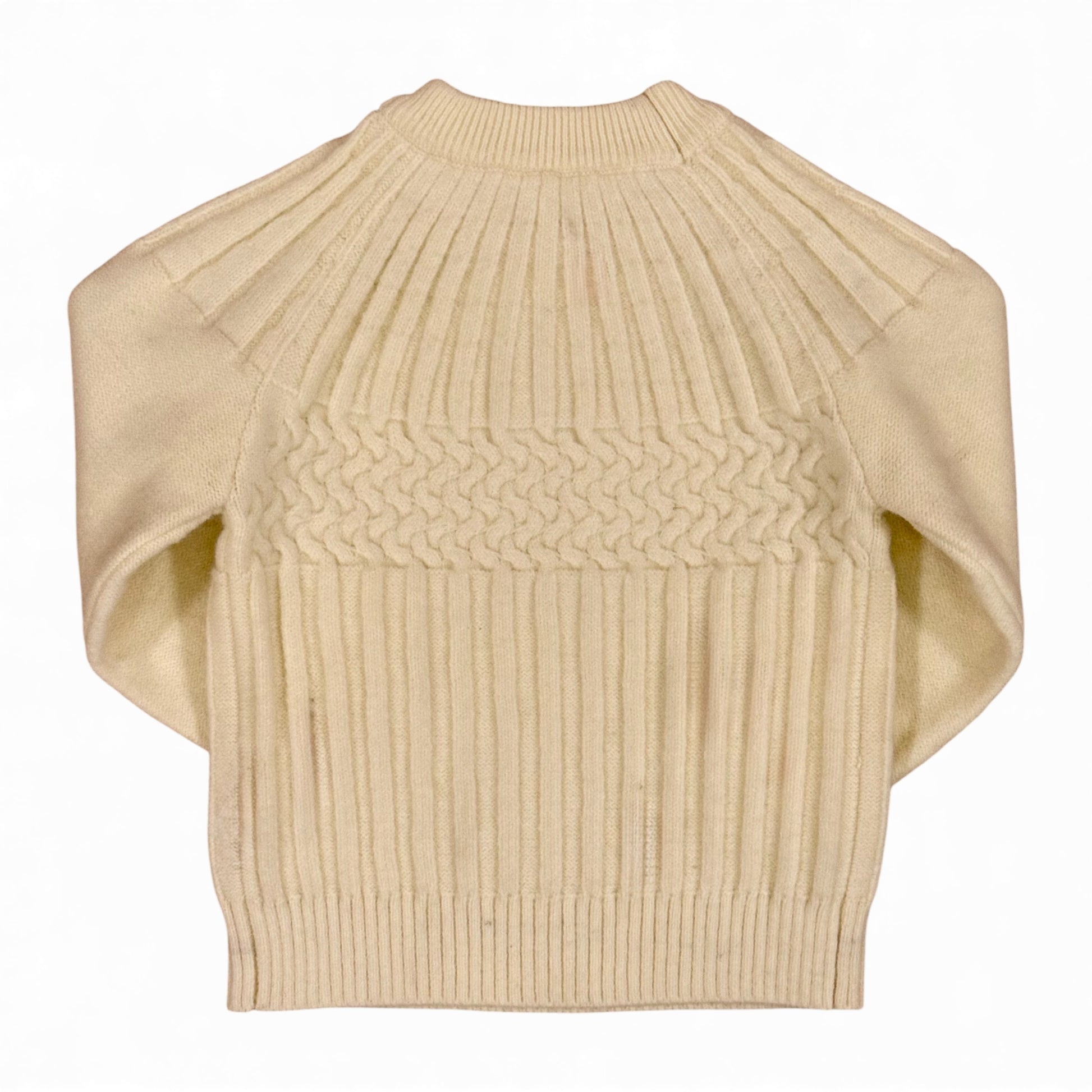 "Back view of the Mervin Jumper by That’s Not Fair London, cream textured knit."