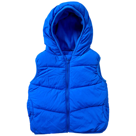 The Fitch Gilet padded blue children’s gilet with hood, front view