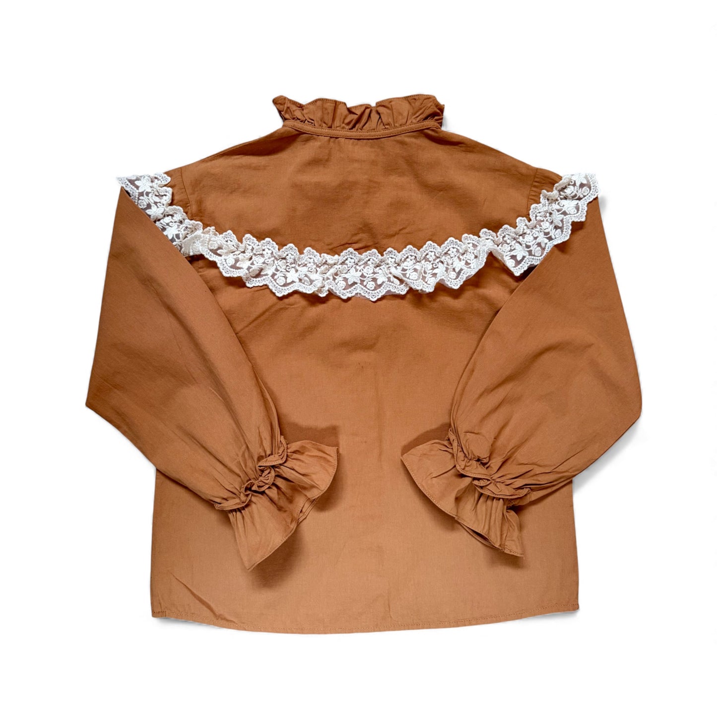 Back view of Della Blouse featuring lace yoke detail and voluminous sleeves by That’s Not Fair London