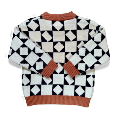 Earnest Jumper in black and ecru checkerboard knit, remnant range by That’s Not Fair London