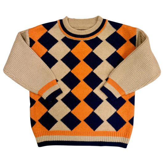 Children’s diamond knit jumper with crew neck and drop shoulders by That’s Not Fair London