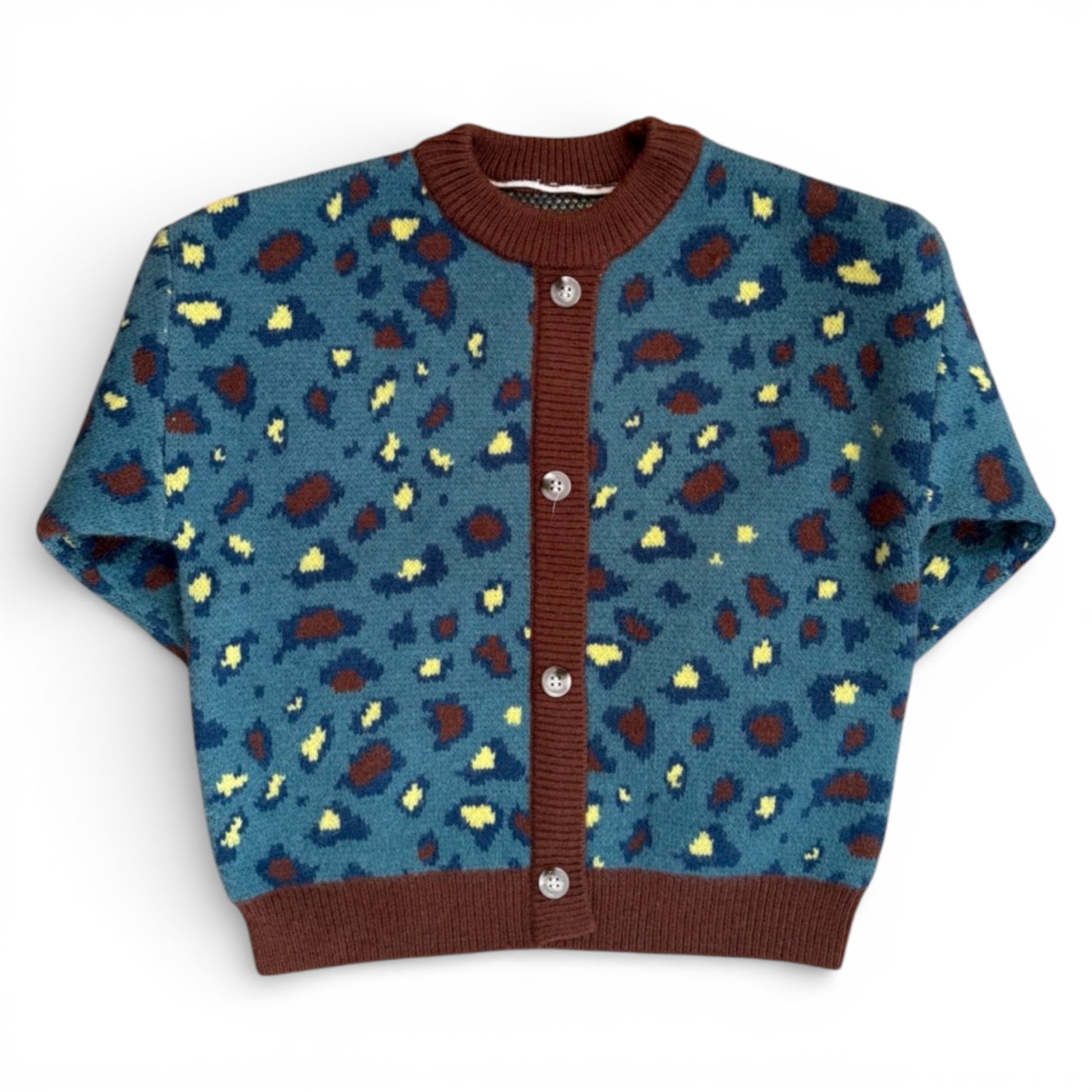 Graphic mock cardigan jumper with instinctive jacquard pattern by That’s Not Fair London