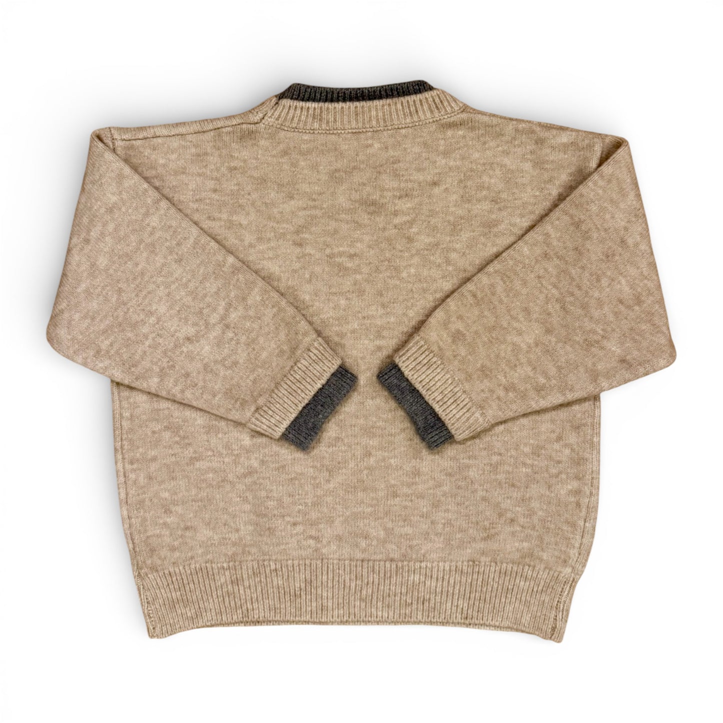 Childrens slim fit bowl shape jumper with contrast neck and cuff detailing - back view