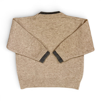 Childrens slim fit bowl shape jumper with contrast neck and cuff detailing - back view