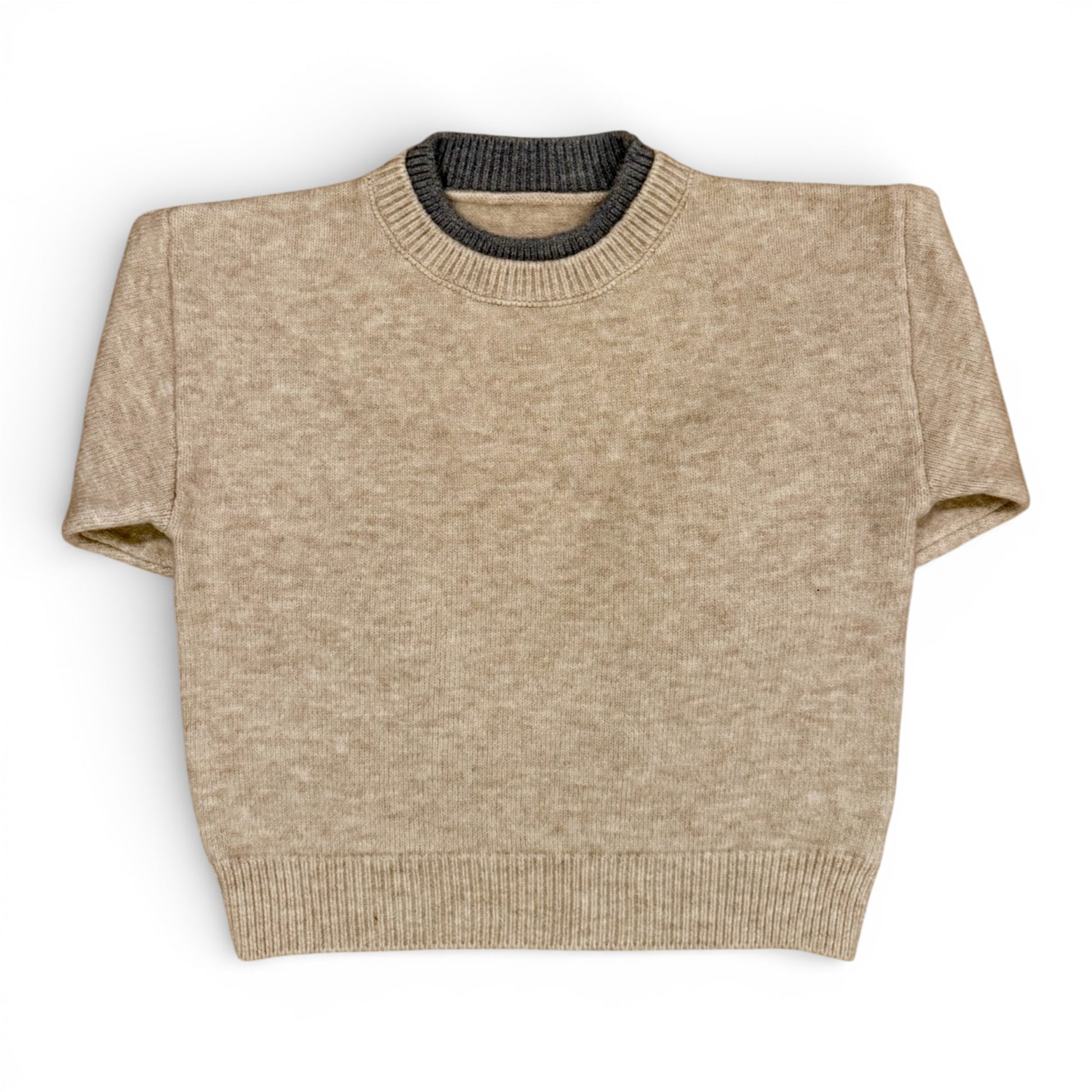 Childrens slim fit bowl shape jumper with contrast neck and cuff detailing