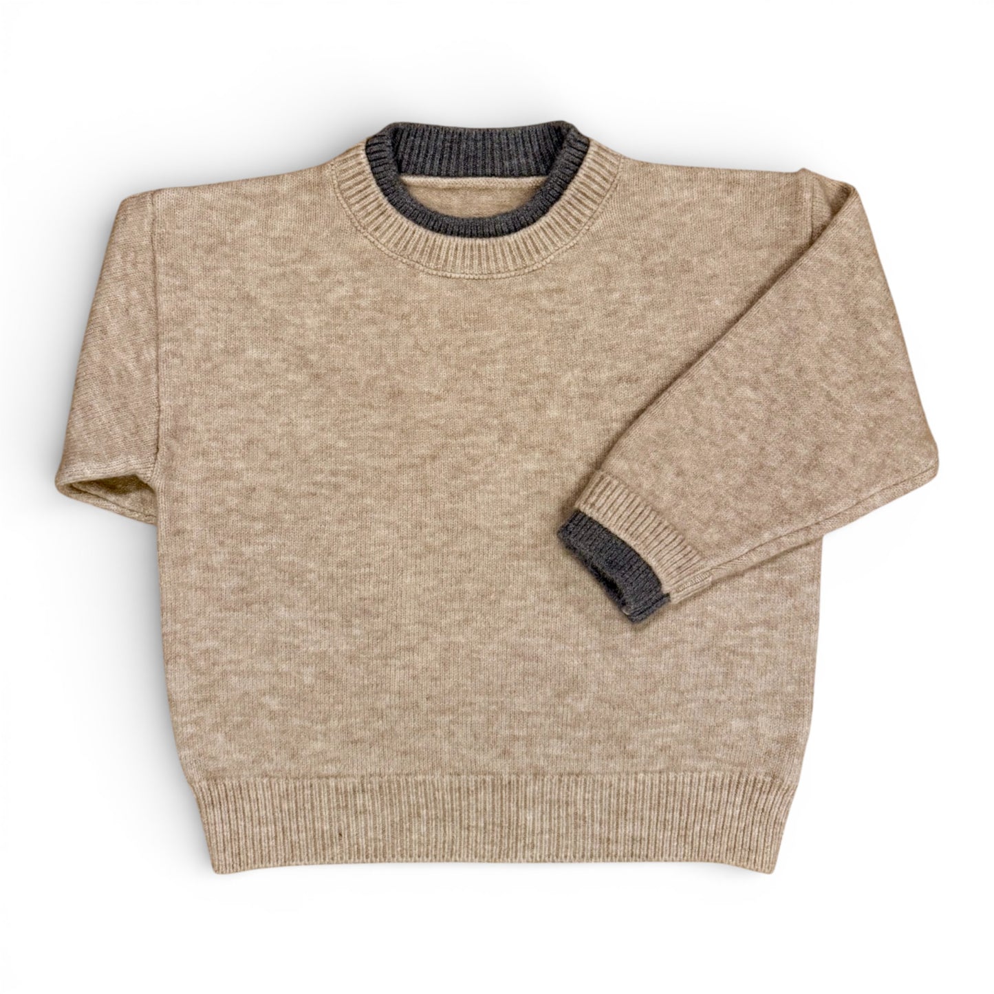 Childrens slim fit bowl shape jumper with contrast neck and cuff detailing