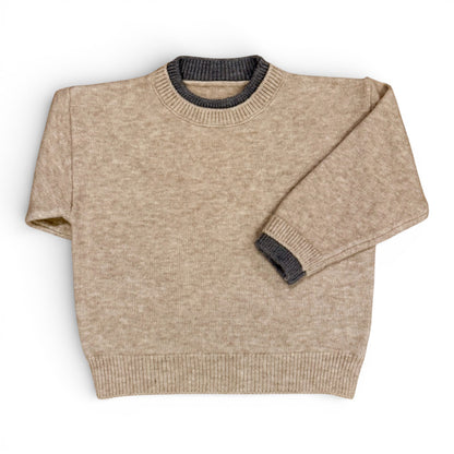 Childrens slim fit bowl shape jumper with contrast neck and cuff detailing