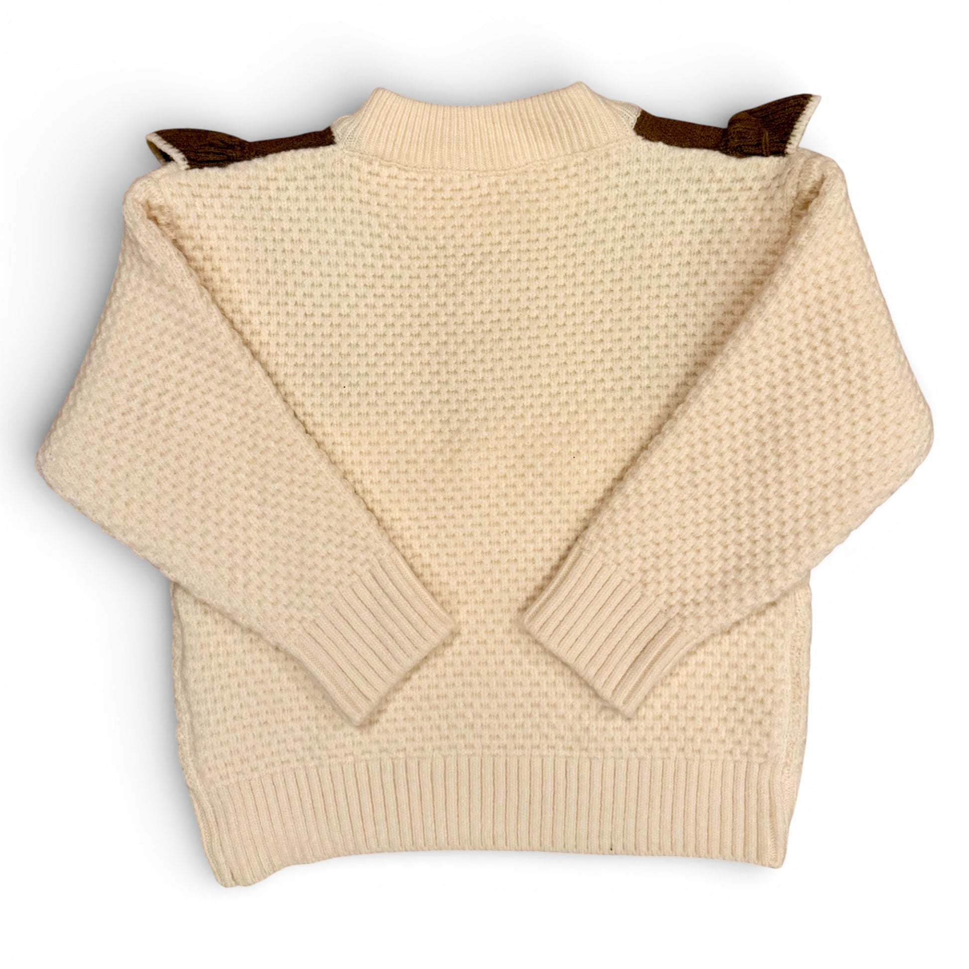 Back view of Rummie Jumper showing drop shoulder silhouette and structured waffle stitch knit, That’s Not Fair London