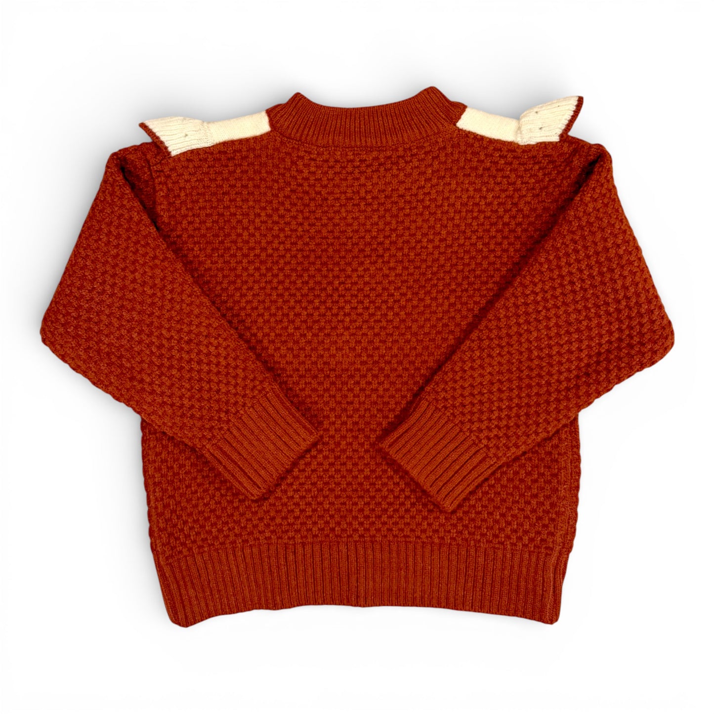 Back view of Rummie Jumper showing drop shoulder silhouette and structured waffle stitch knit, That’s Not Fair London