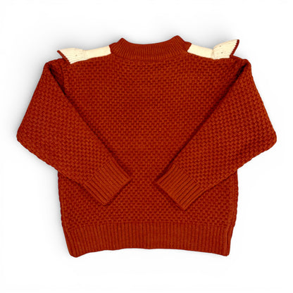 Back view of Rummie Jumper showing drop shoulder silhouette and structured waffle stitch knit, That’s Not Fair London