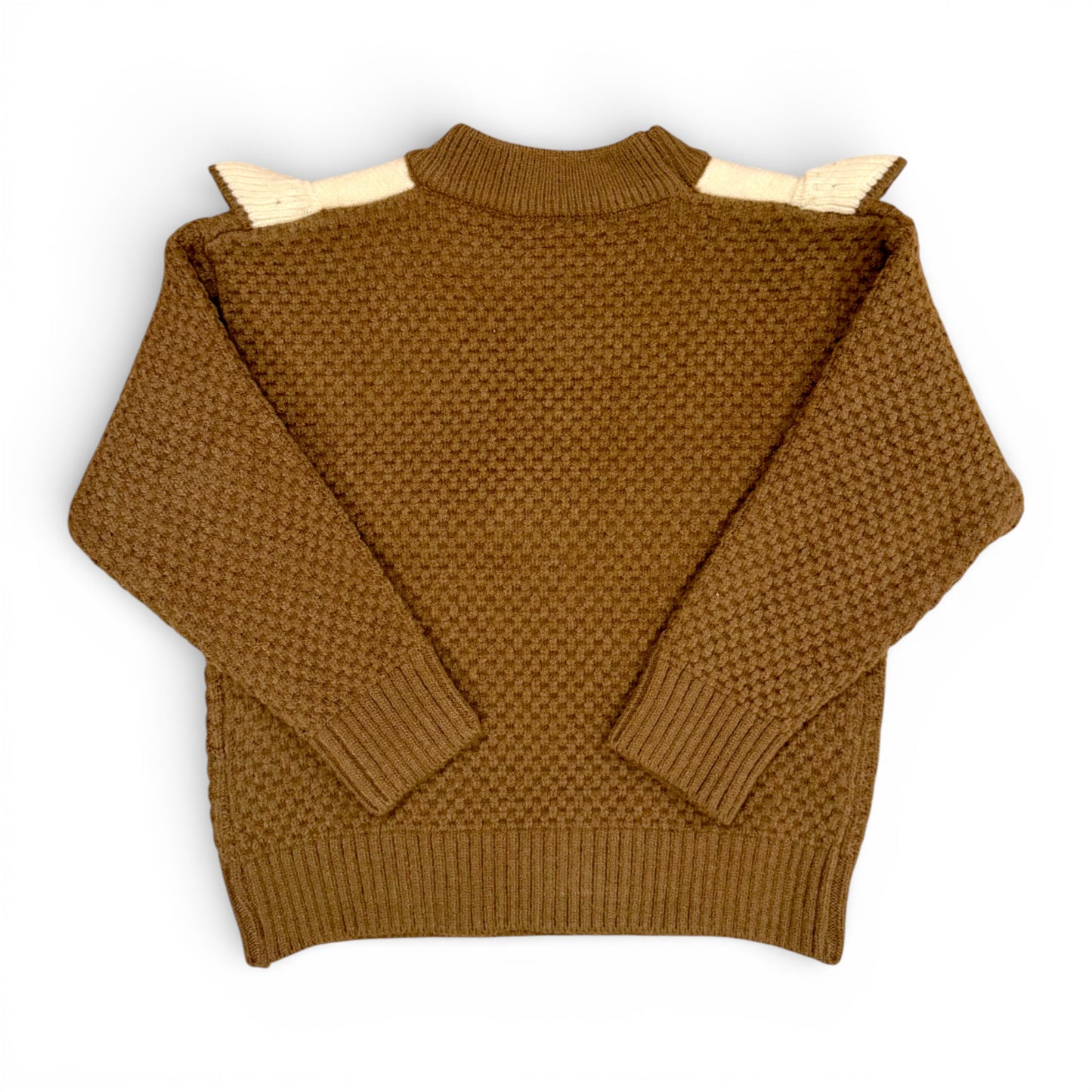 Back view of Rummie Jumper showing drop shoulder silhouette and structured waffle stitch knit, That’s Not Fair London