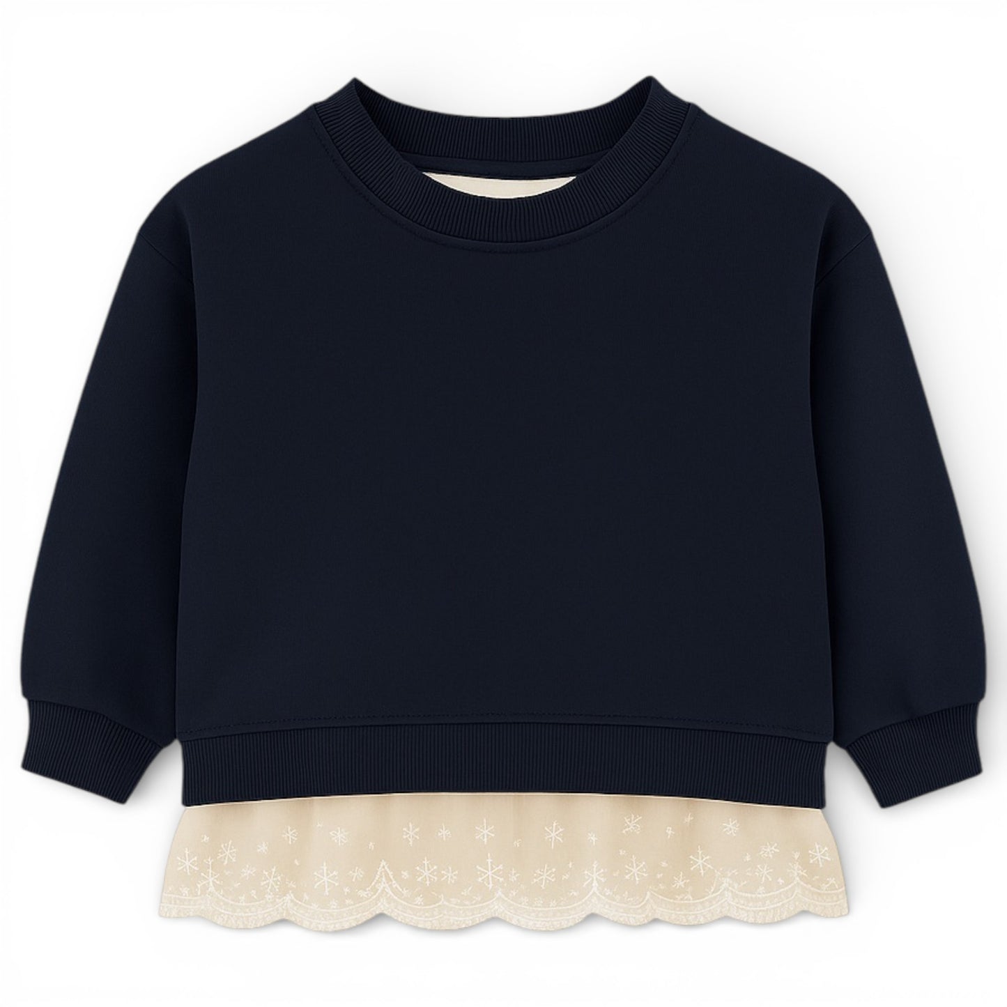 Children’s cotton jersey tracksuit with lace hem sweatshirt and wide straight-leg trousers by That’s Not Fair London