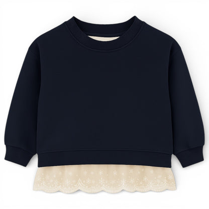 Children’s cotton jersey tracksuit with lace hem sweatshirt and wide straight-leg trousers by That’s Not Fair London