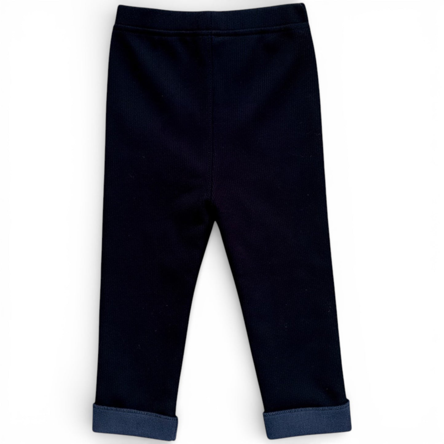 Children’s black fleece lined leggings with embroidered cuff details and bow trim by That’s Not Fair London