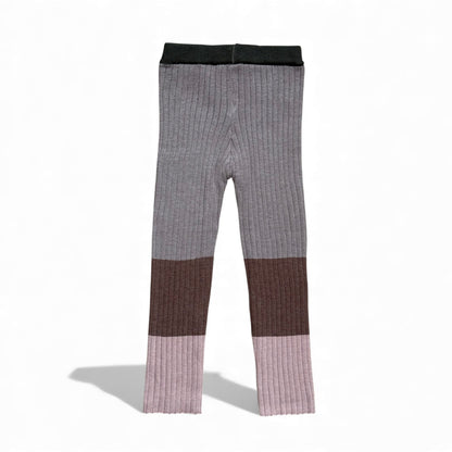 Ribbed colour-block children’s leggings organic cotton