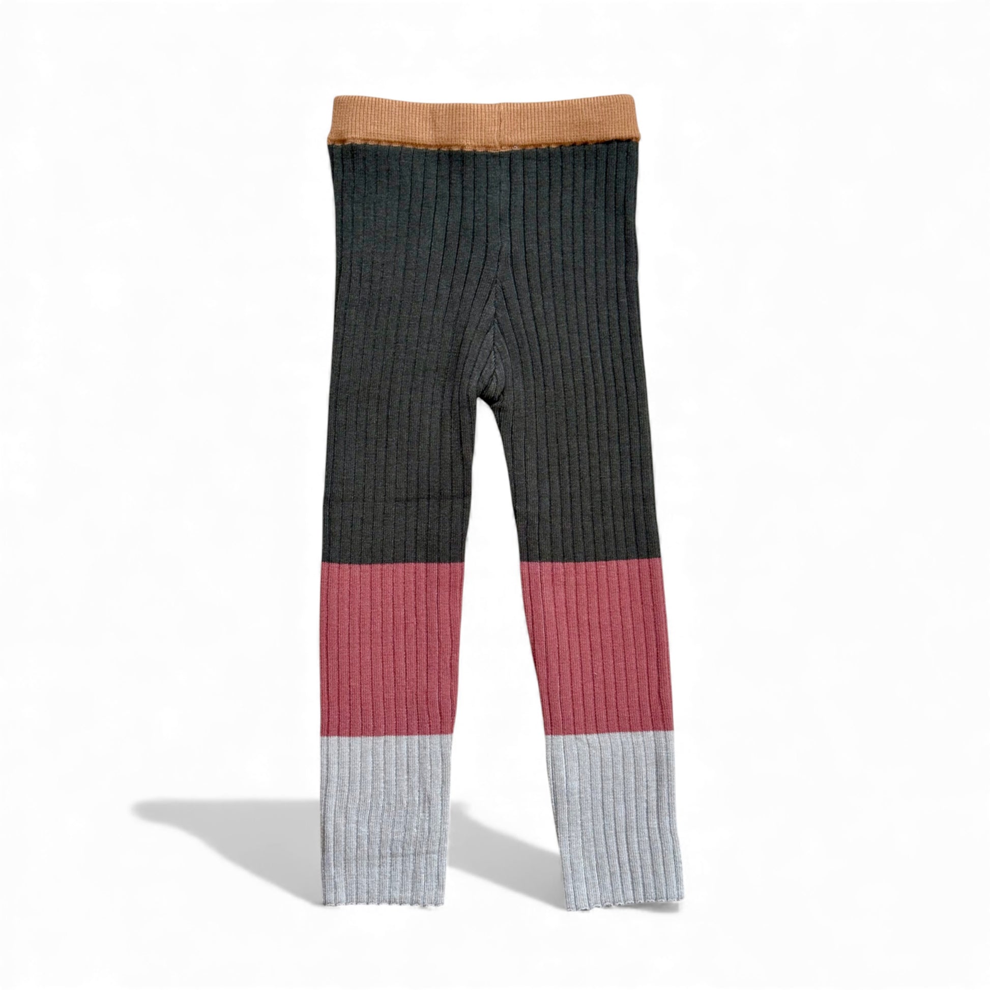 Ribbed colour-block children’s leggings organic cotton