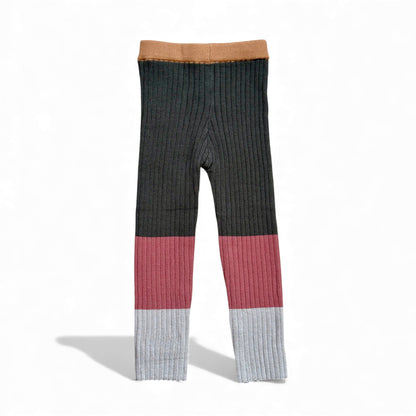 Ribbed colour-block children’s leggings organic cotton