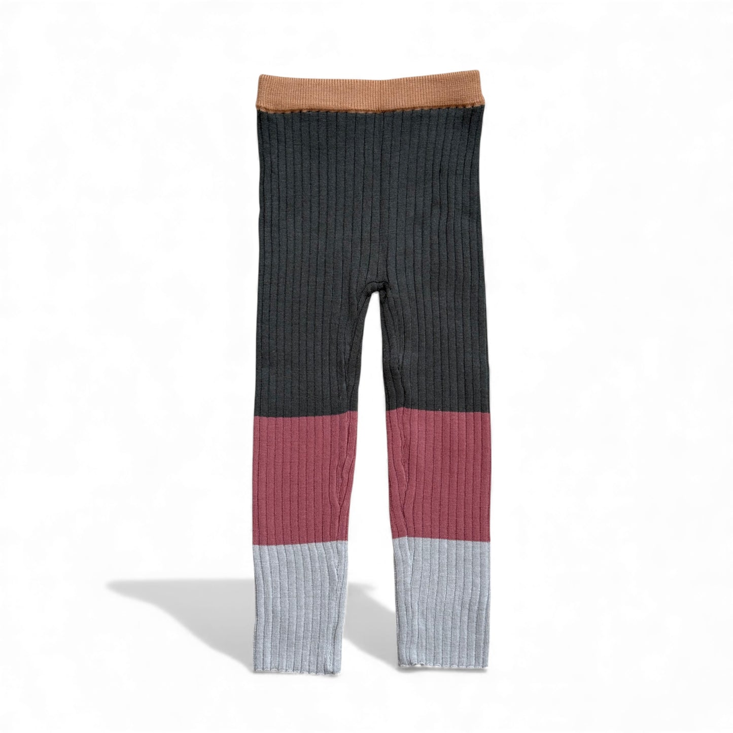 Ribbed colour-block children’s leggings organic cotton