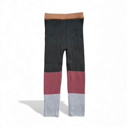 Ribbed colour-block children’s leggings organic cotton