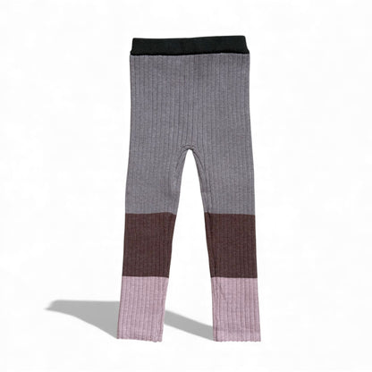 Ribbed colour-block children’s leggings organic cotton