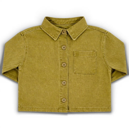 Children’s boxy fit denim shirt with drop shoulders and straight sleeves by That’s Not Fair London