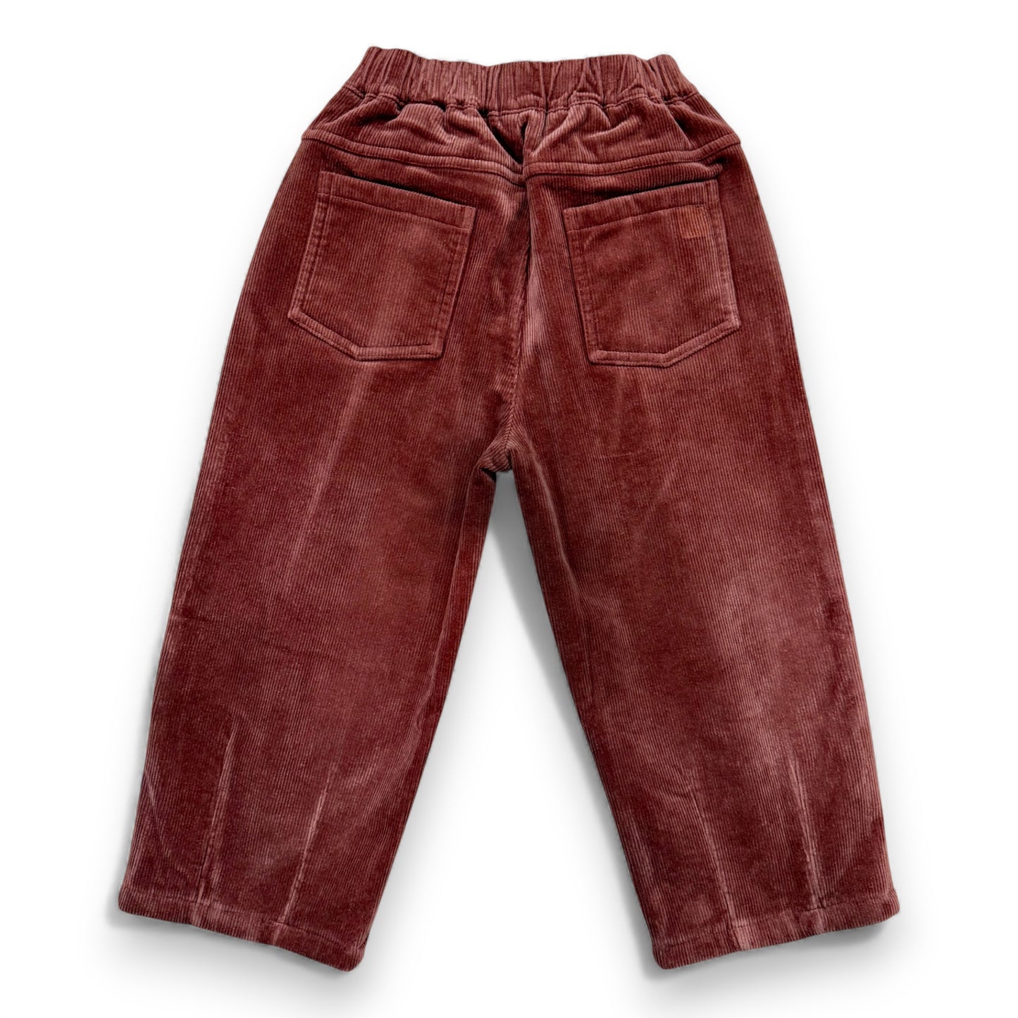 Back view of fleece-lined corduroy trousers with patch pockets